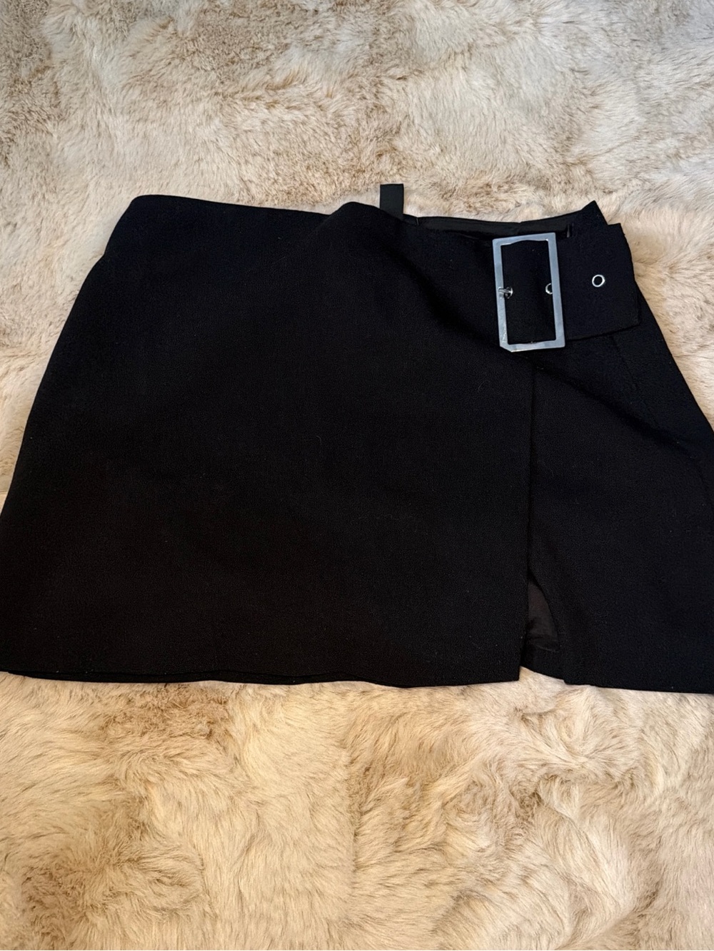 Windsor Black Mini Skirt with Buckle Detail